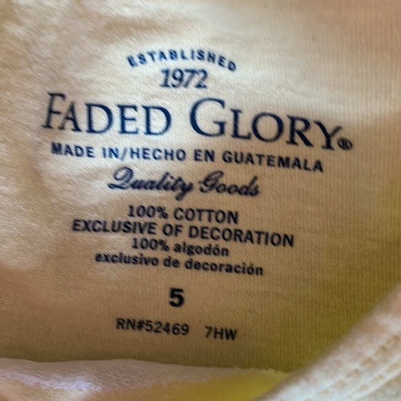Girls Sz 5 Short Sleeve Tee Faded Glory - Picture 3 of 4